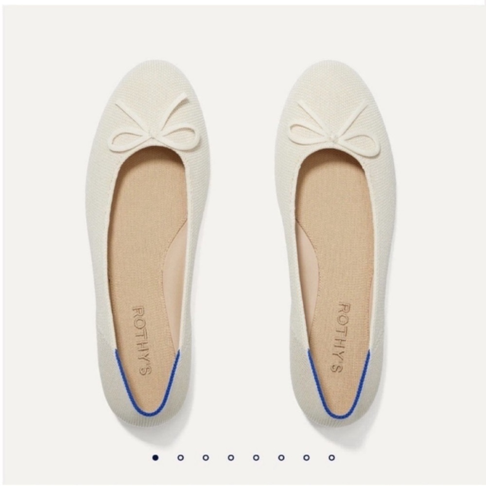 Rothy's Cream Knit Ballet Flats with Blue Trim